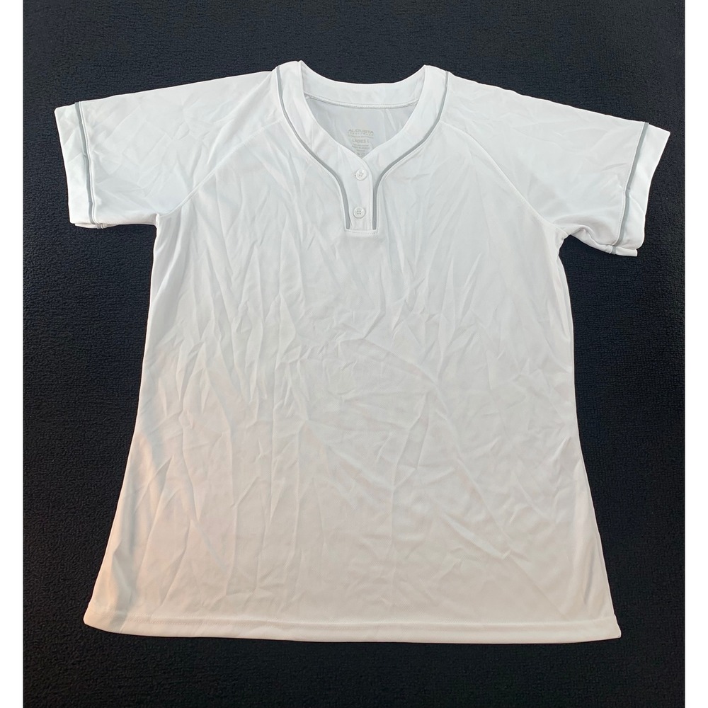 Augusta Sportswear Ladies White Baseball Jersey TShirt Top Size L